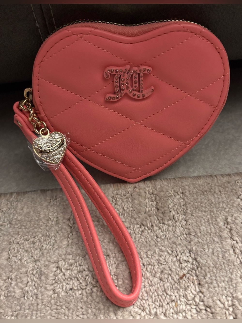 Juicy Couture Pink Lemonade Heart Zip Around Wristlet
